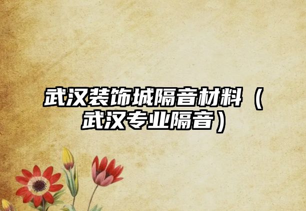 武漢裝飾城隔音材料（武漢專業(yè)隔音）